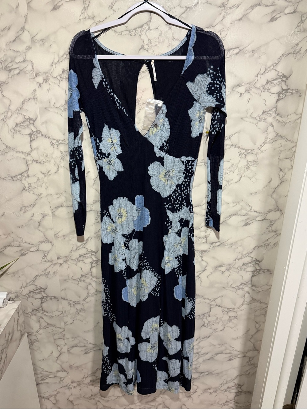 NEW Free People Calla Floral Long Sleeve Knit Midi Dress S - Picture 4 of 13